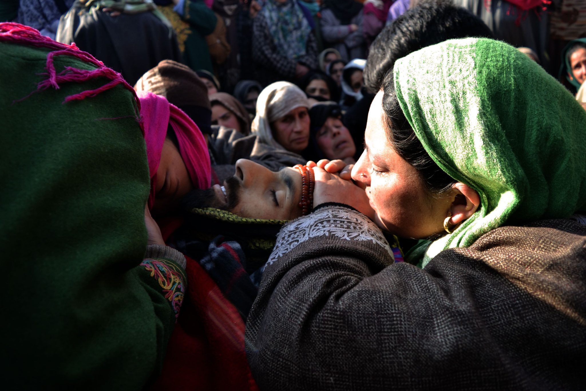 Dec. 15, 2018, Pulwama, Kashmir — Outside his home, Abid Hussain was killed by
Indian forces firing on civilians. Hussain was a father to a newborn daughter.