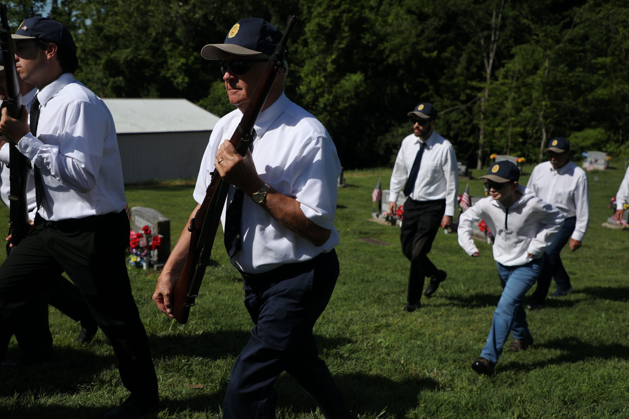 May 27, 2024, Hartsburg, Missouri — Hartsburg American Legion members, along with Sons of the American Legion Squadron and Legion Auxiliary members, march during the Hartsburg Memorial Day Parade.